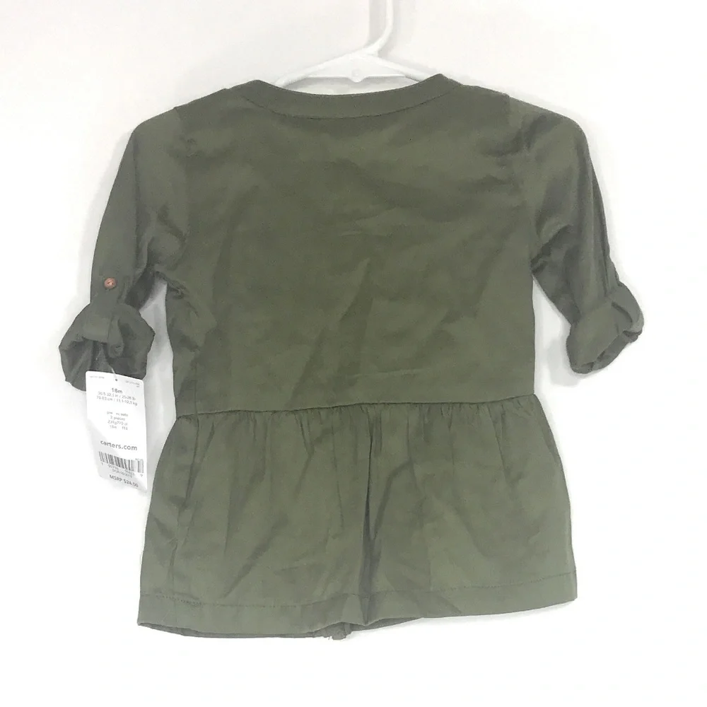 CARTER'S Sateen Button-Front Long Sleeves NWT